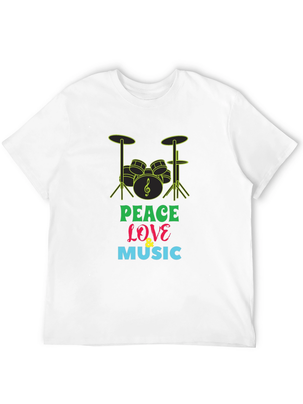 Peace Love & Music Drum Kit Graphic T-Shirt