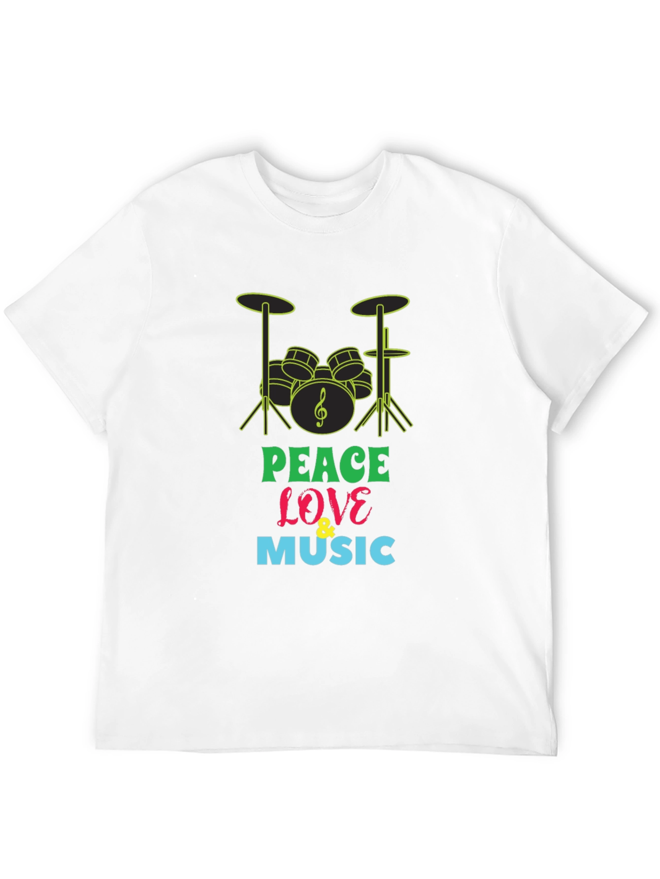 Peace Love & Music Drum Kit Graphic T-Shirt