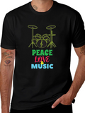 Peace Love & Music Drum Kit Graphic T-Shirt
