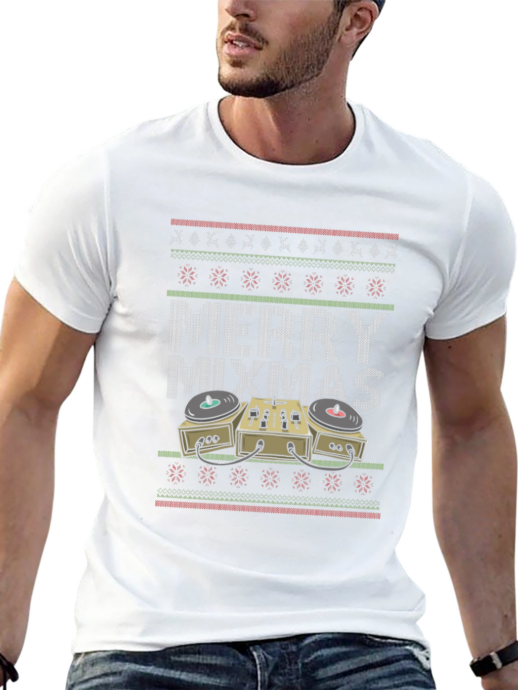 Merry Mixmas DJ Ugly Christmas Sweater T-Shirt