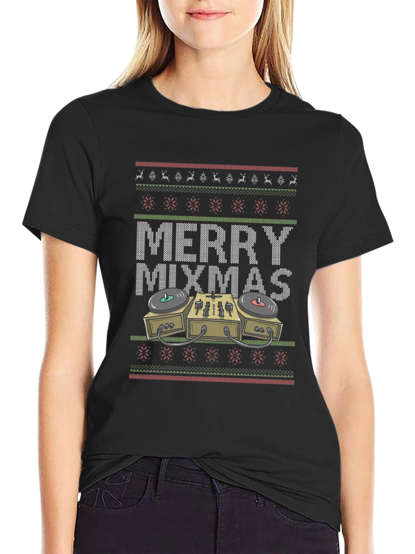 Merry Mixmas DJ Ugly Christmas Sweater T-Shirt