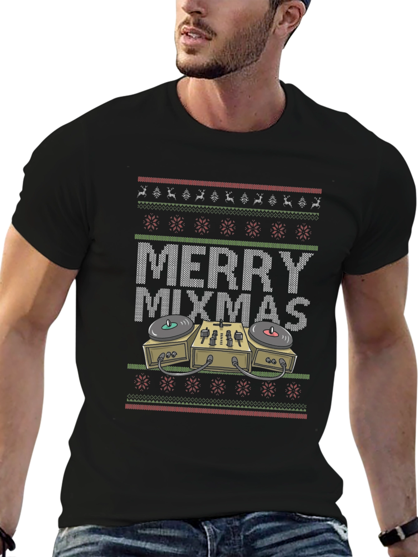 Merry Mixmas DJ Ugly Christmas Sweater T-Shirt