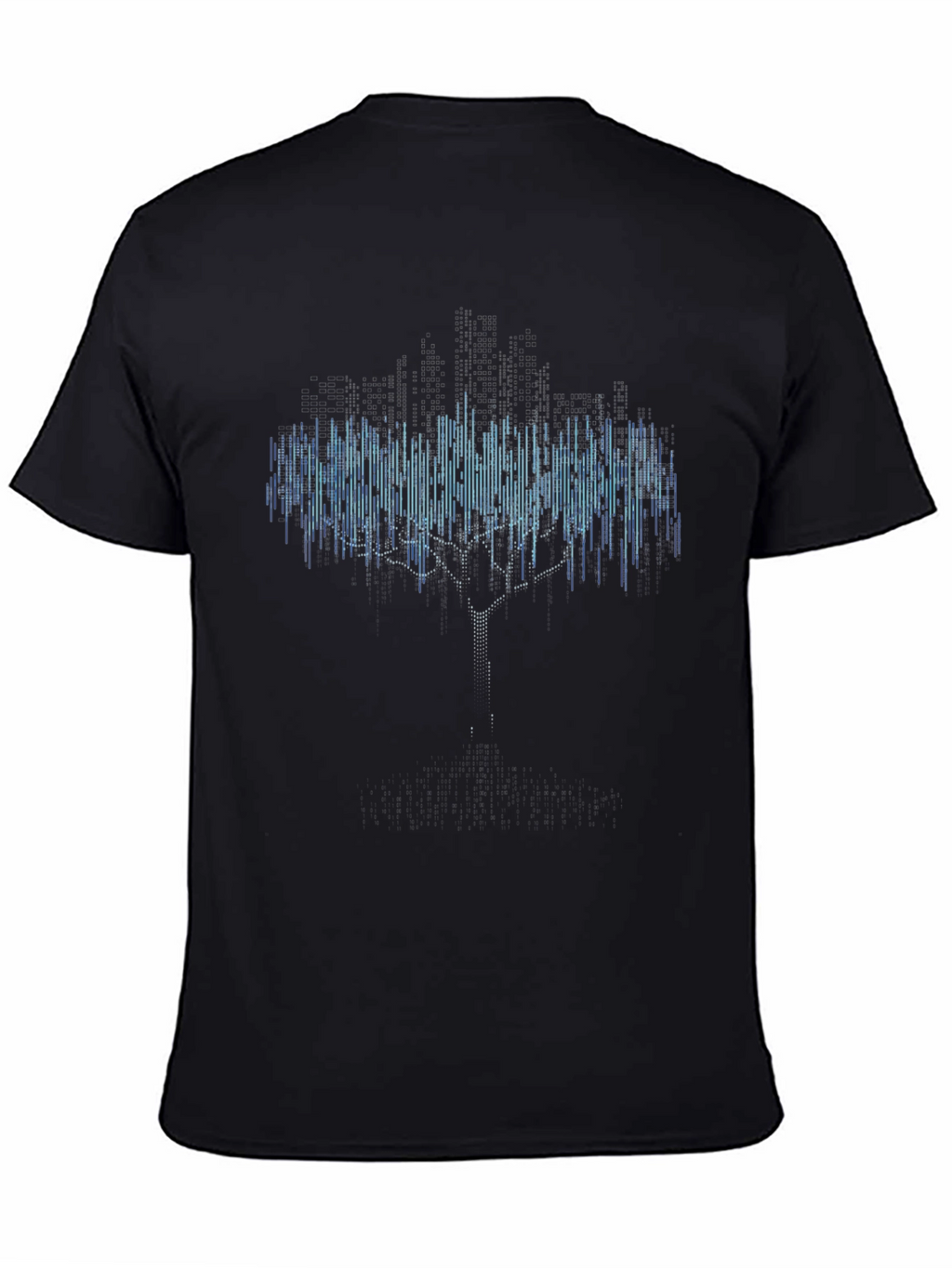 Digital Tree Black T-Shirt - Modern Graphic Tee