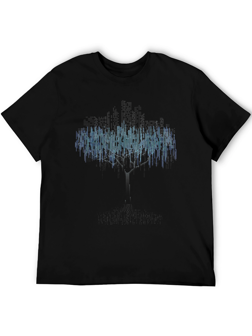 Digital Tree Black T-Shirt - Modern Graphic Tee
