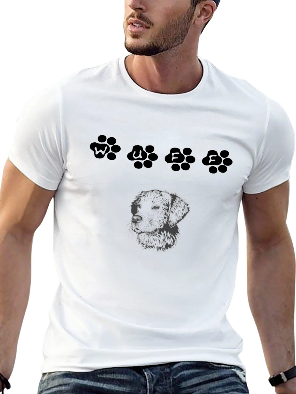 Dog Lover T-Shirt - Black Dog Paw Prints
