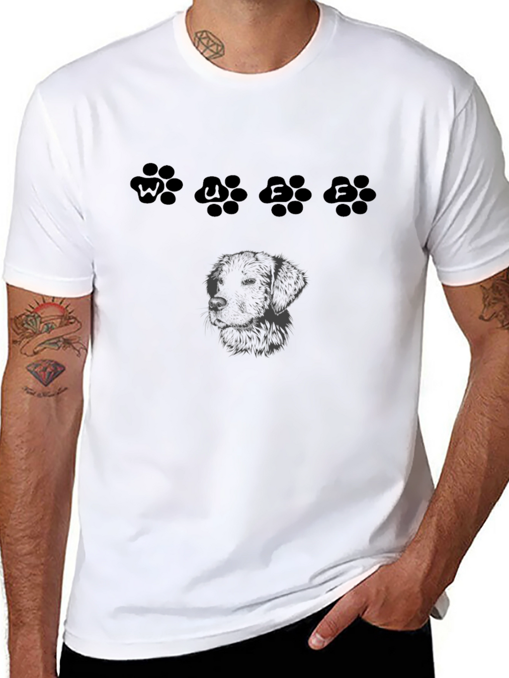 Dog Lover T-Shirt - Black Dog Paw Prints