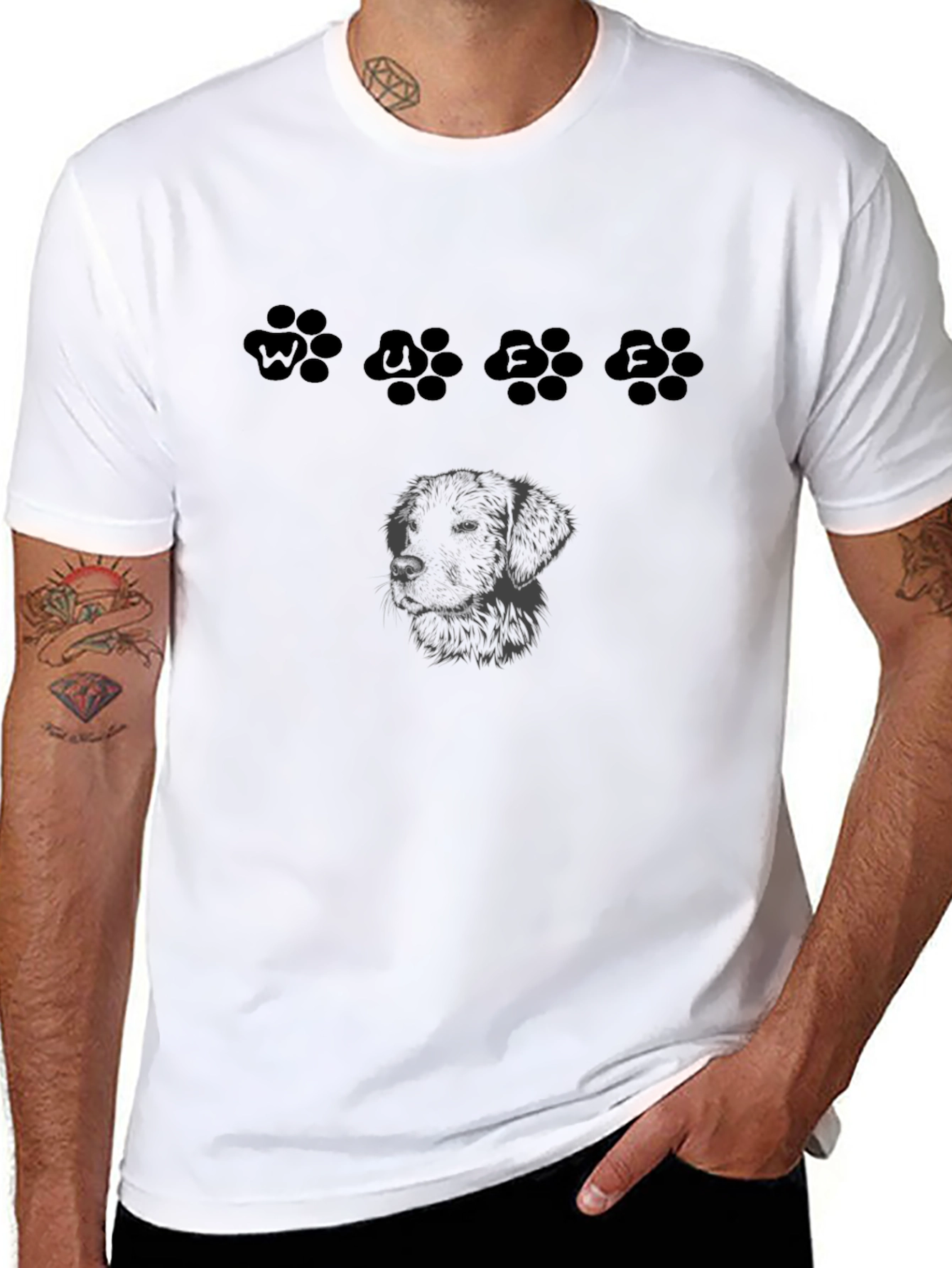 Dog Lover T-Shirt - Black Dog Paw Prints