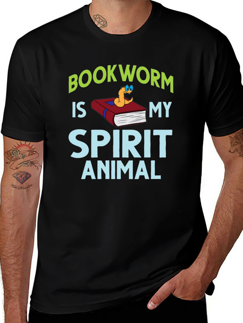 Bookworm Spirit Animal Graphic Tee - Black