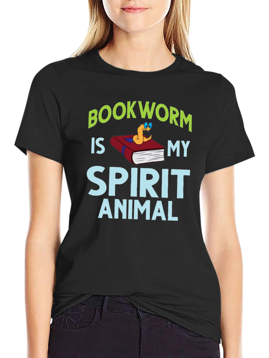 Bookworm Spirit Animal Graphic Tee - Black