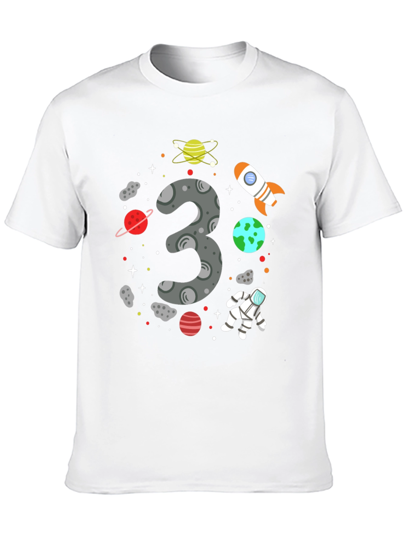 Space Themed 3rd Birthday Black T-shirt