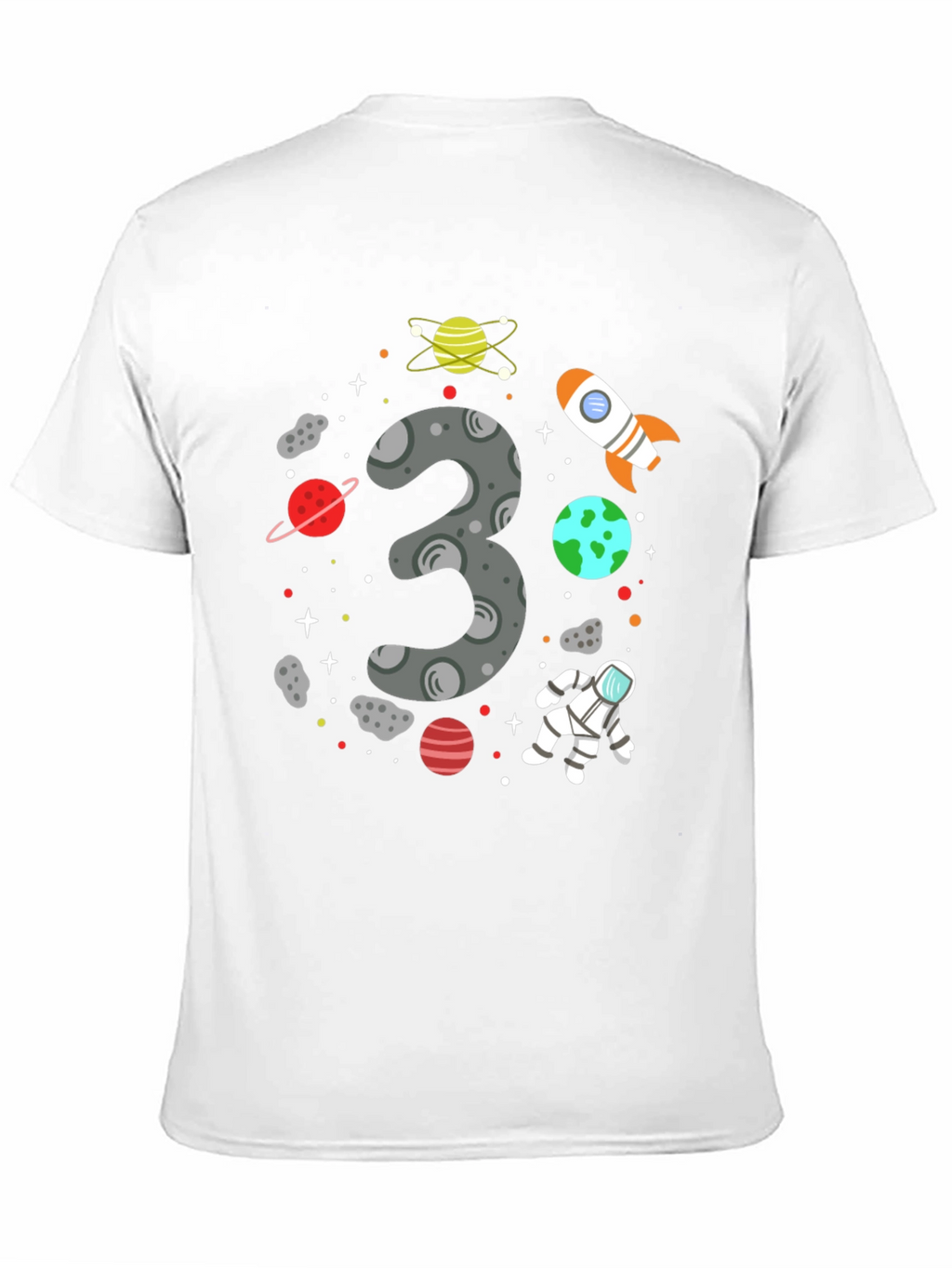 Space Themed 3rd Birthday Black T-shirt