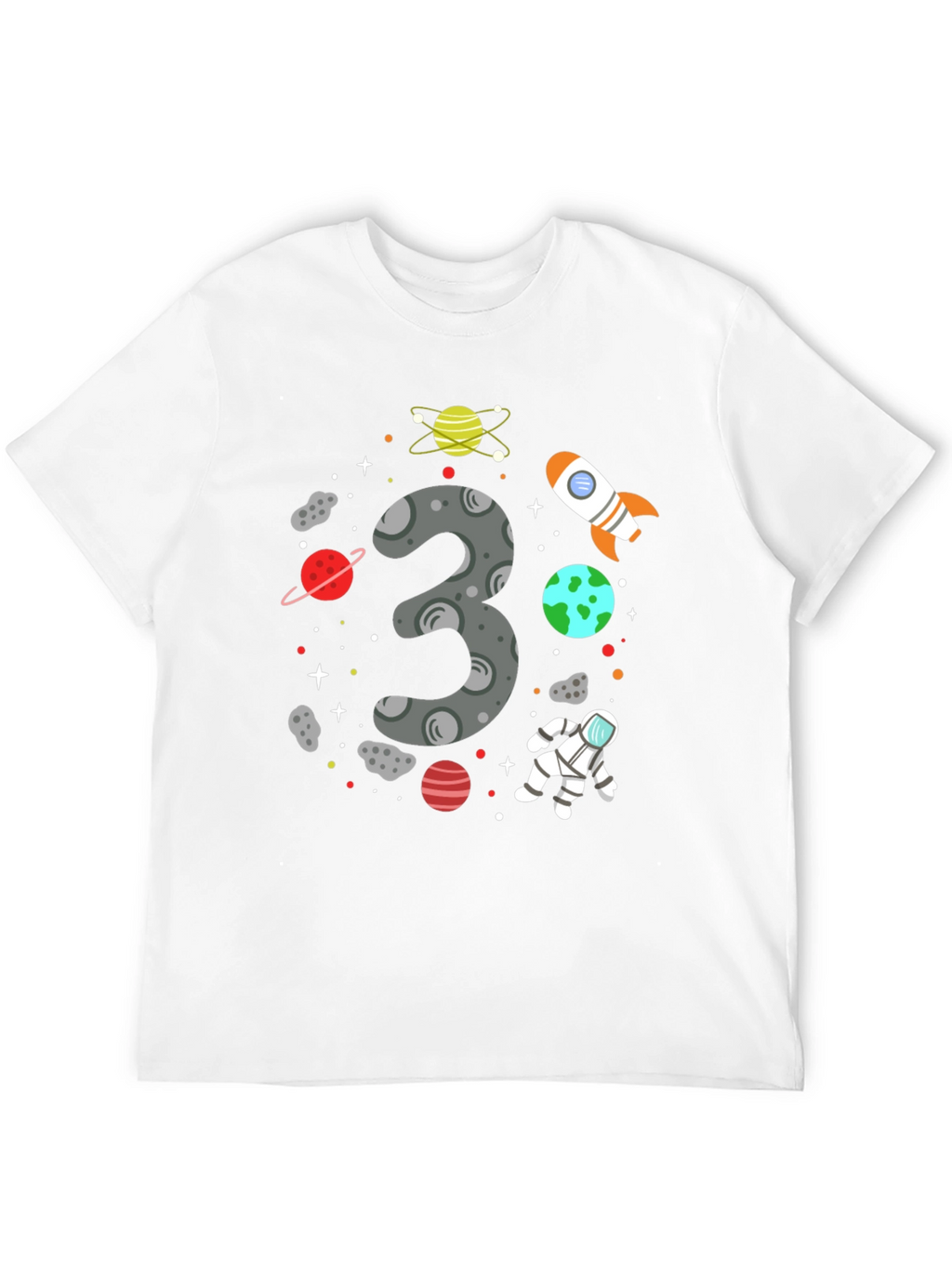 Space Themed 3rd Birthday Black T-shirt
