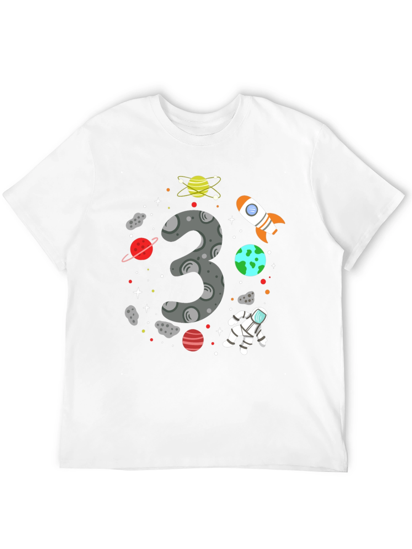 Space Themed 3rd Birthday Black T-shirt