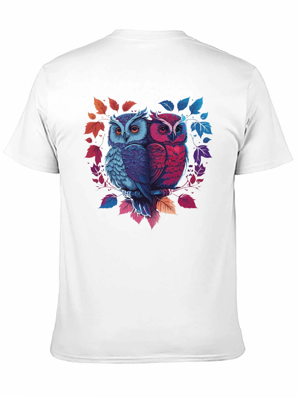 Owl Couple Graphic Tee - Black Cotton Blend
