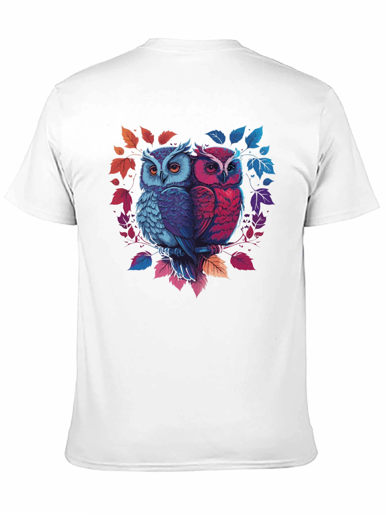 Owl Couple Graphic Tee - Black Cotton Blend