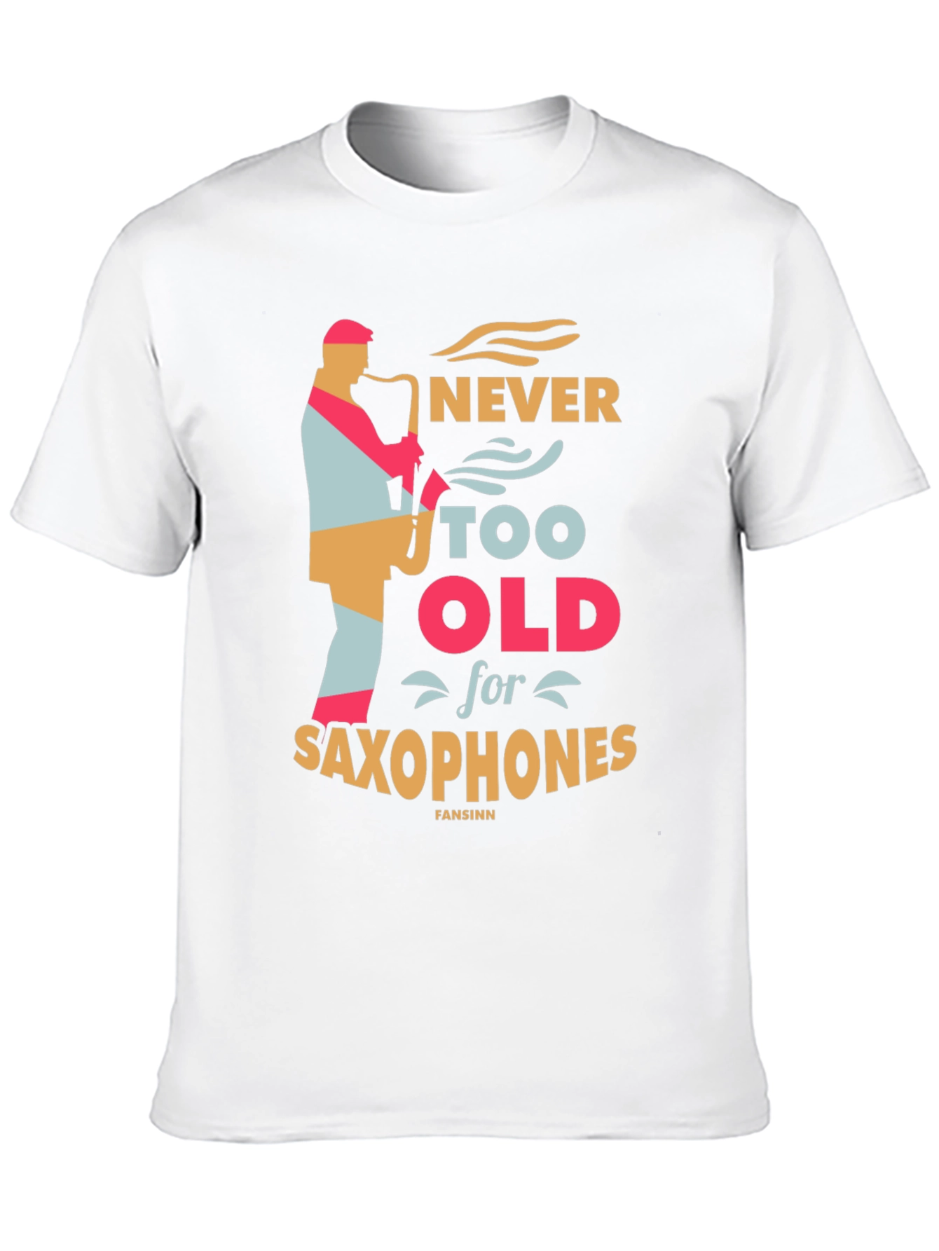 Never Too Old for Saxophones Black Graphic Tee
