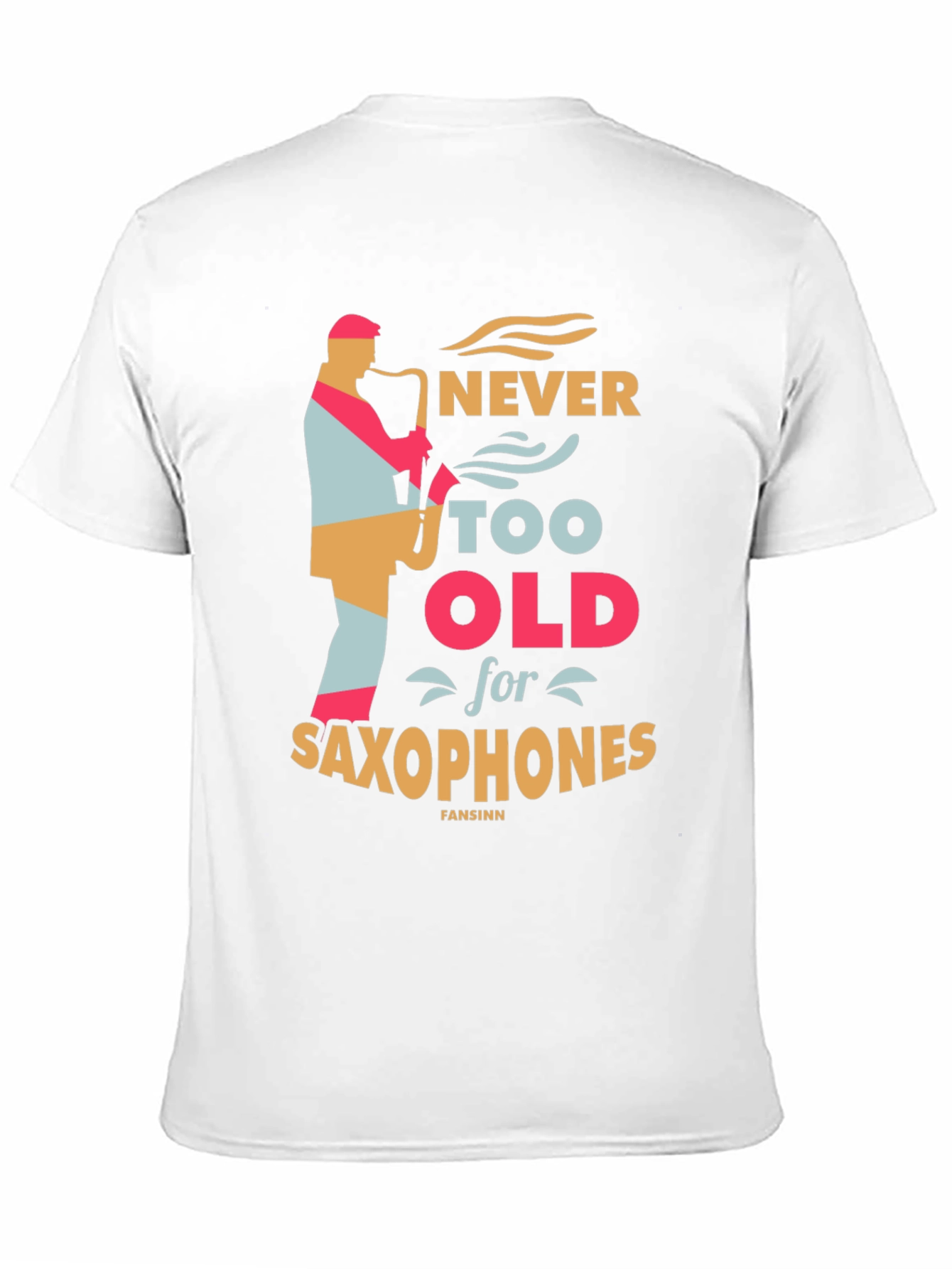 Never Too Old for Saxophones Black Graphic Tee