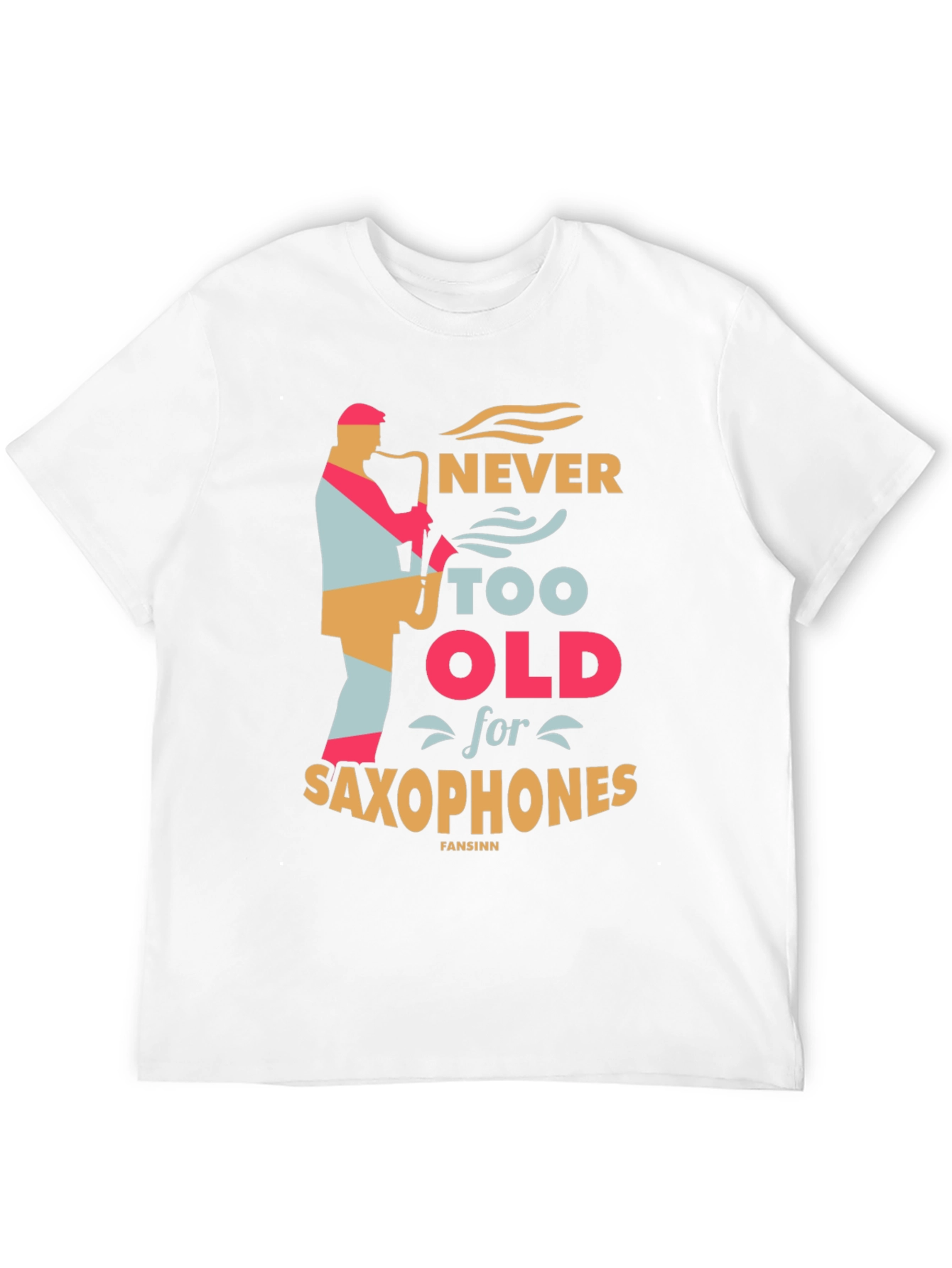 Never Too Old for Saxophones Black Graphic Tee