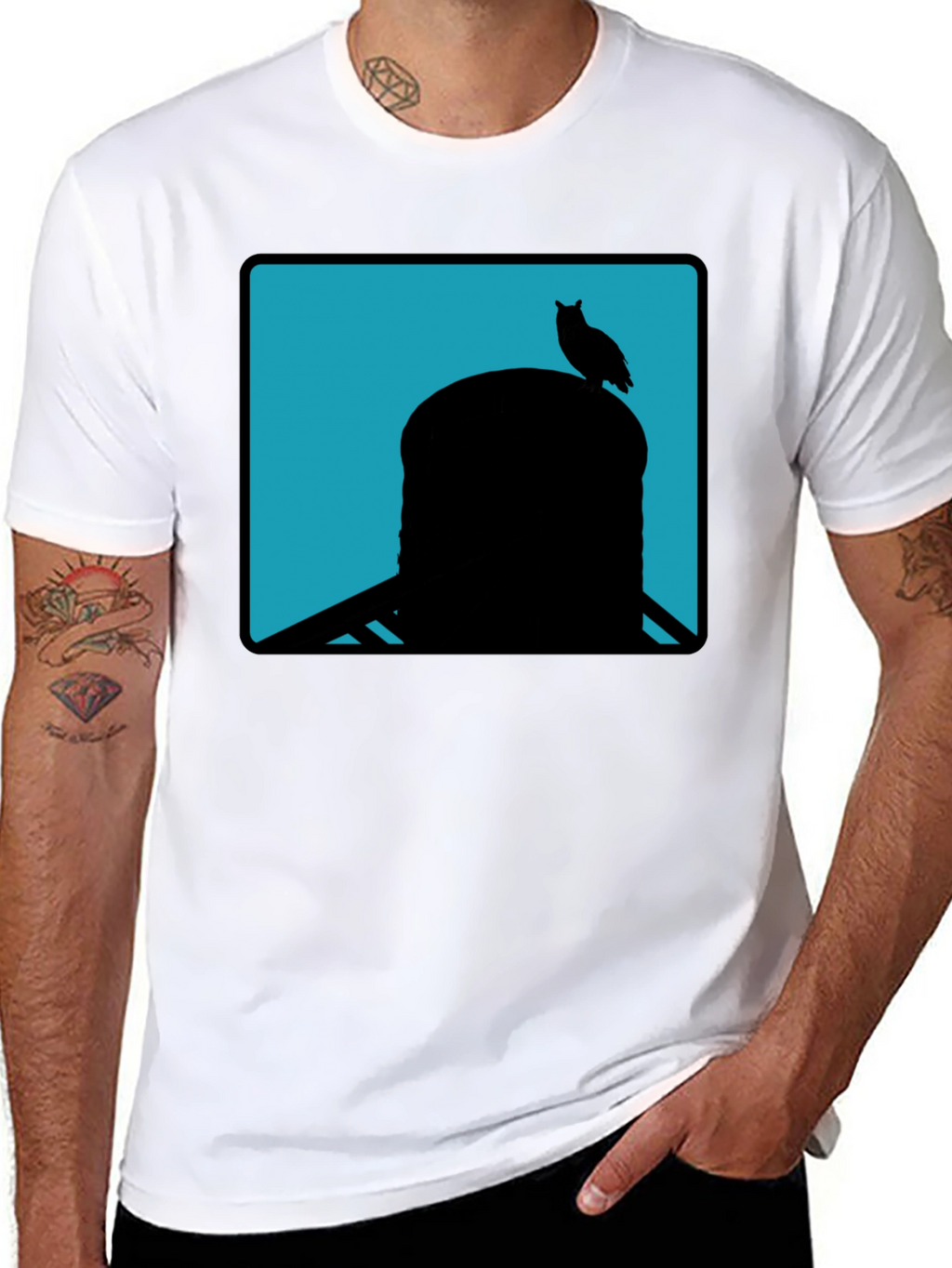 Owl Silhouette Tee - Cool Graphic Print Shirt