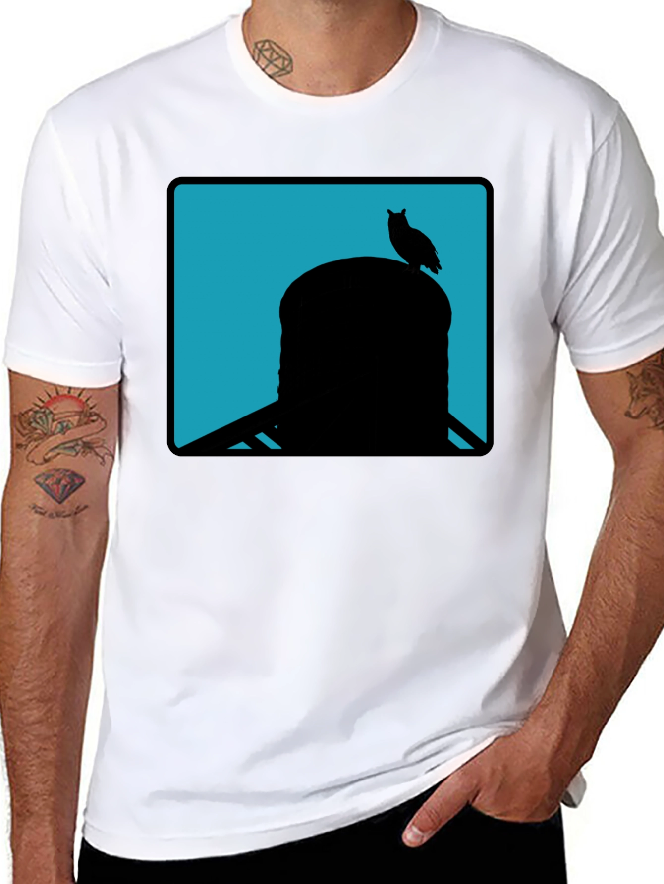 Owl Silhouette Tee - Cool Graphic Print Shirt