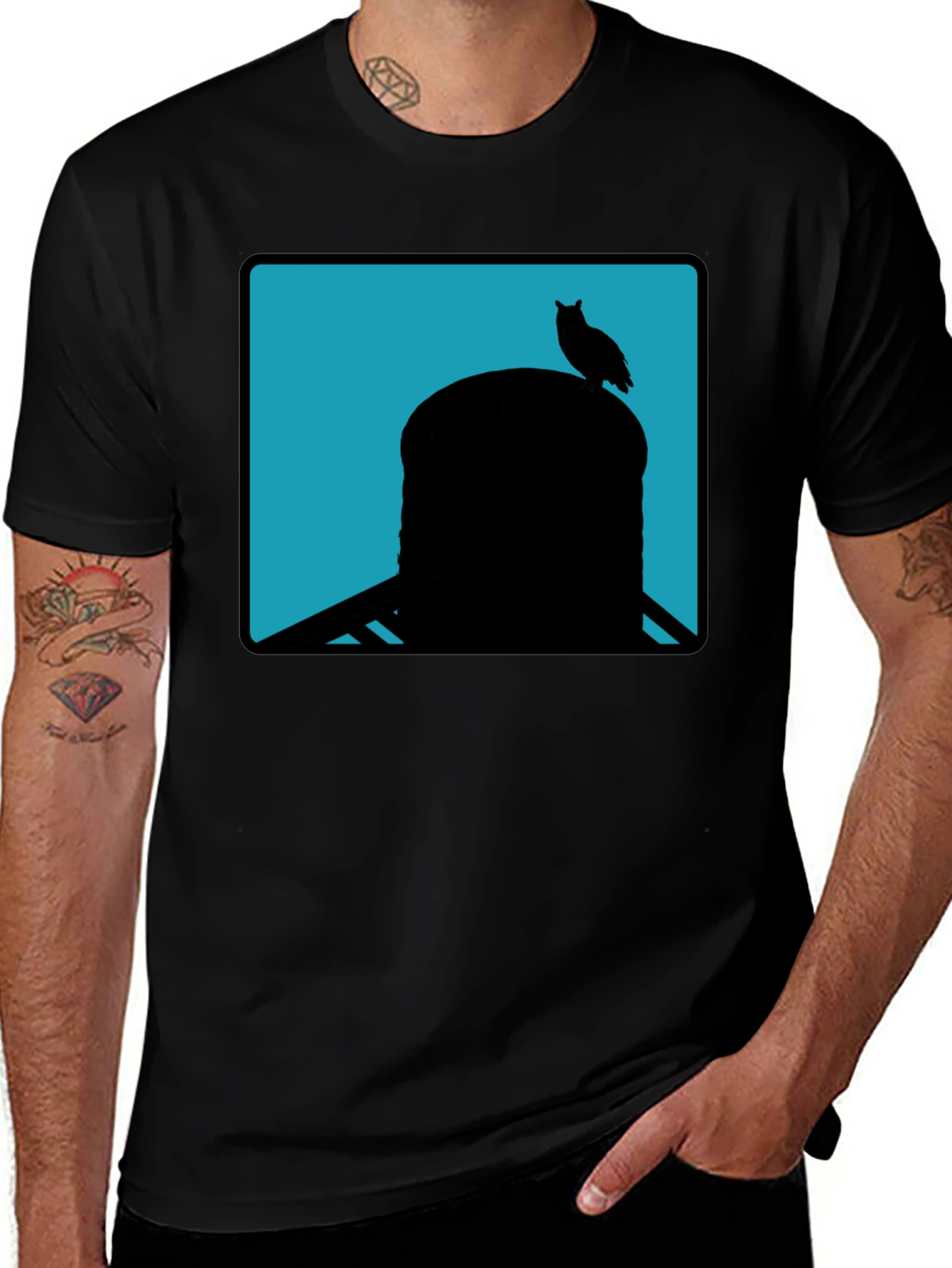 Owl Silhouette Tee - Cool Graphic Print Shirt