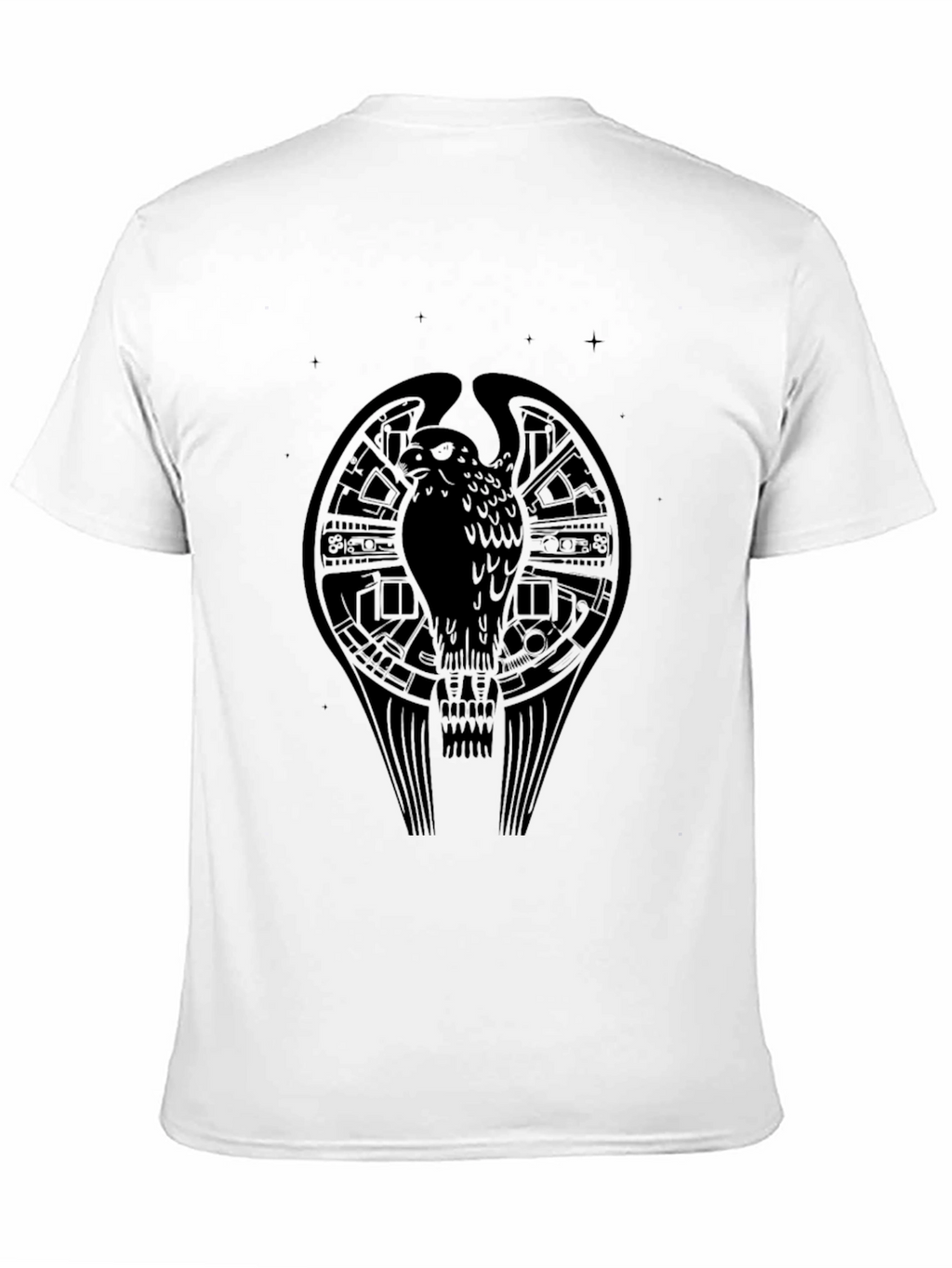 Mens Black Graphic Tee - Bird Design