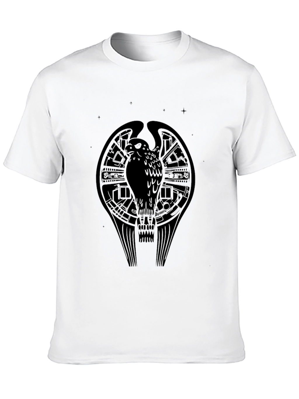 Mens Black Graphic Tee - Bird Design