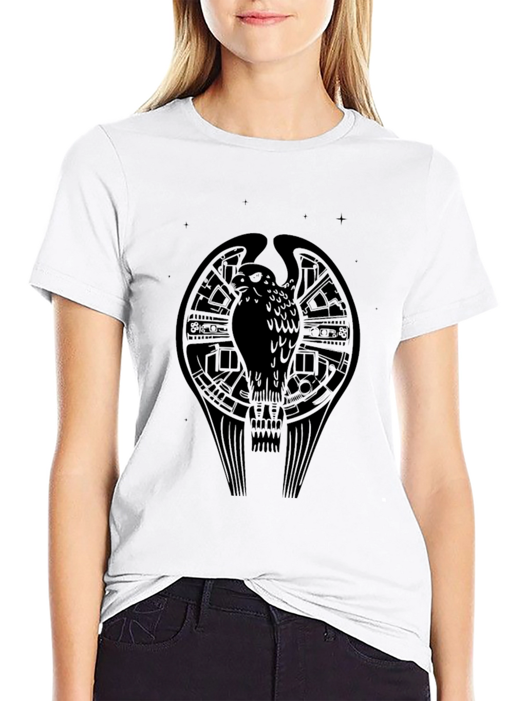 Mens Black Graphic Tee - Bird Design