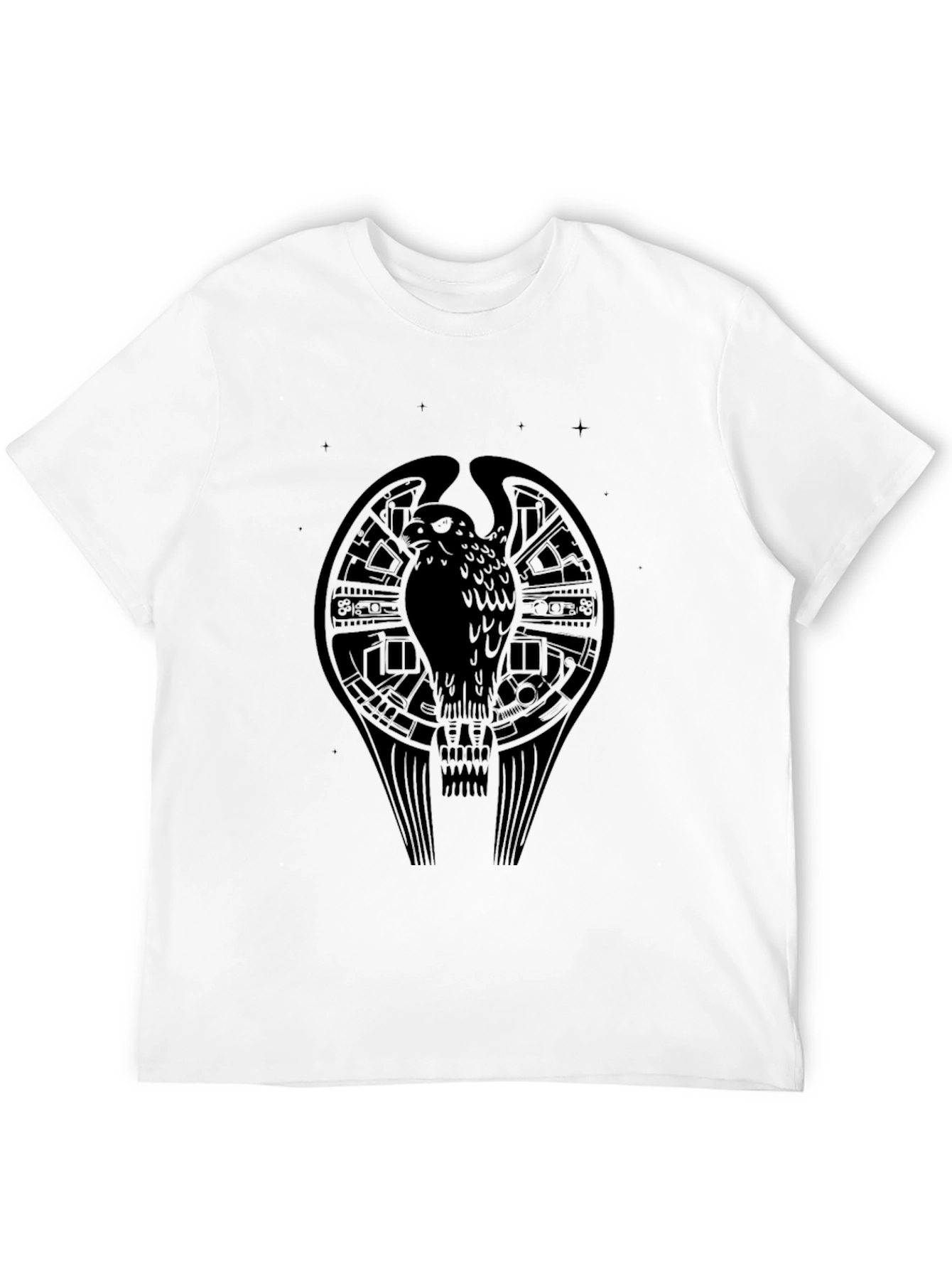 Mens Black Graphic Tee - Bird Design