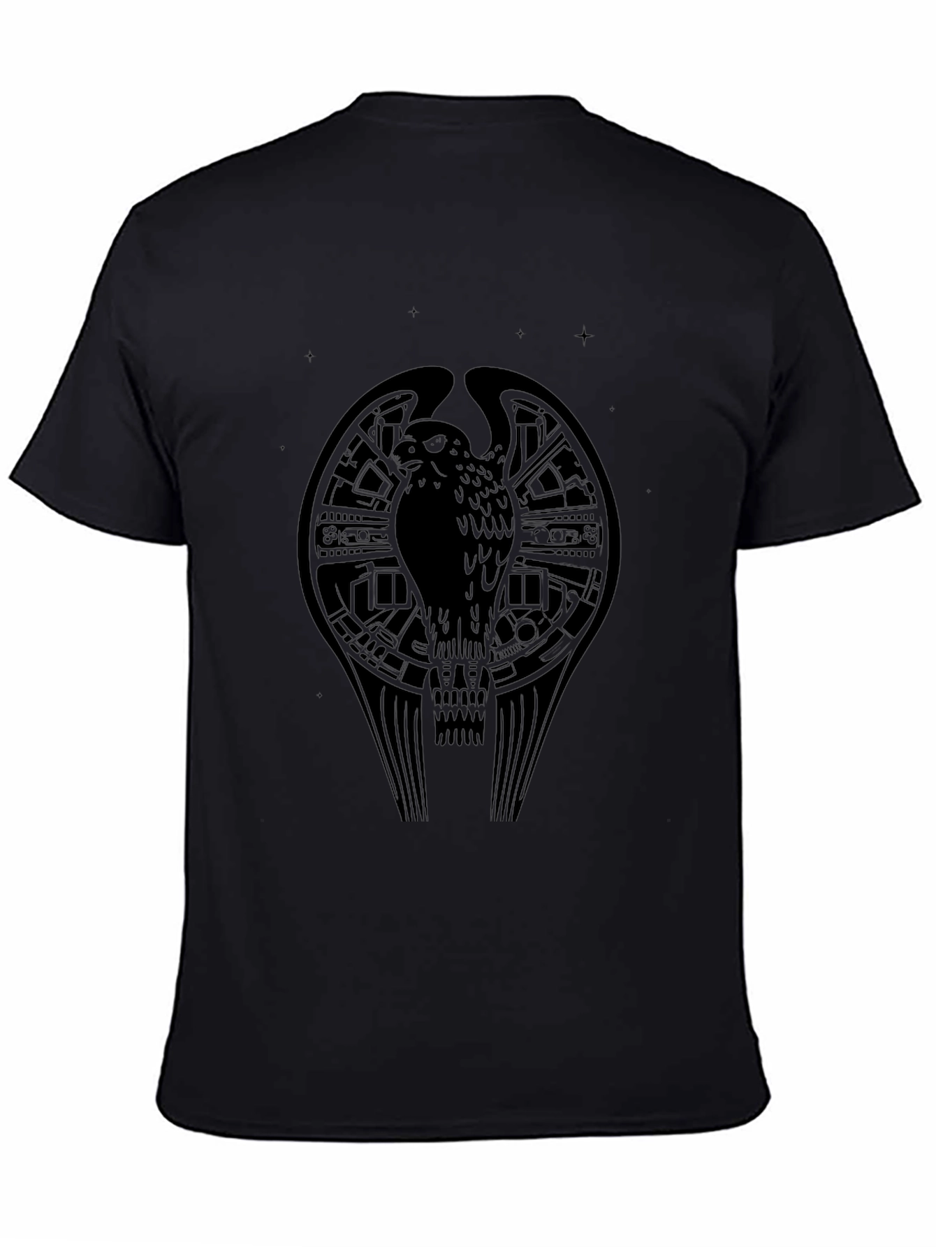 Mens Black Graphic Tee - Bird Design