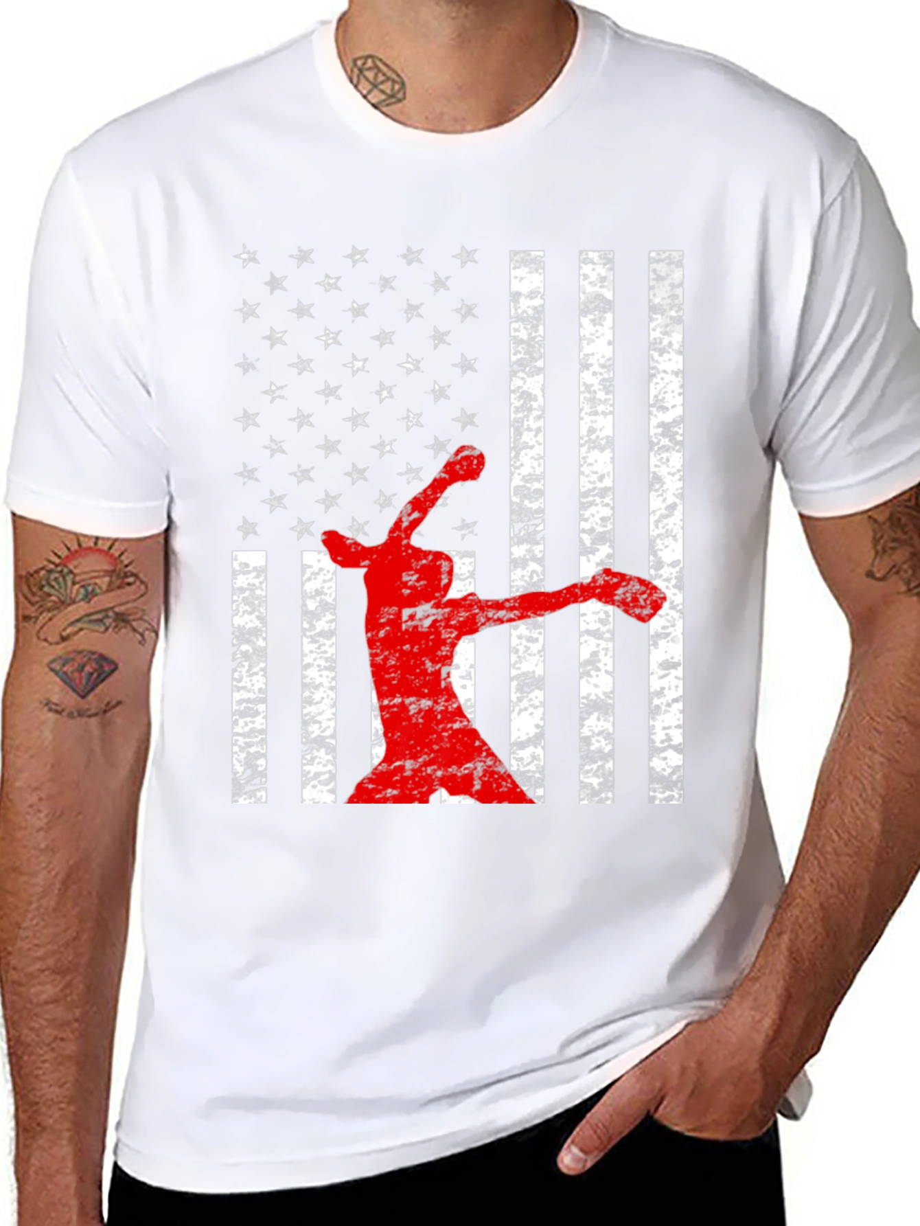 American Flag Baseball Player T-Shirt