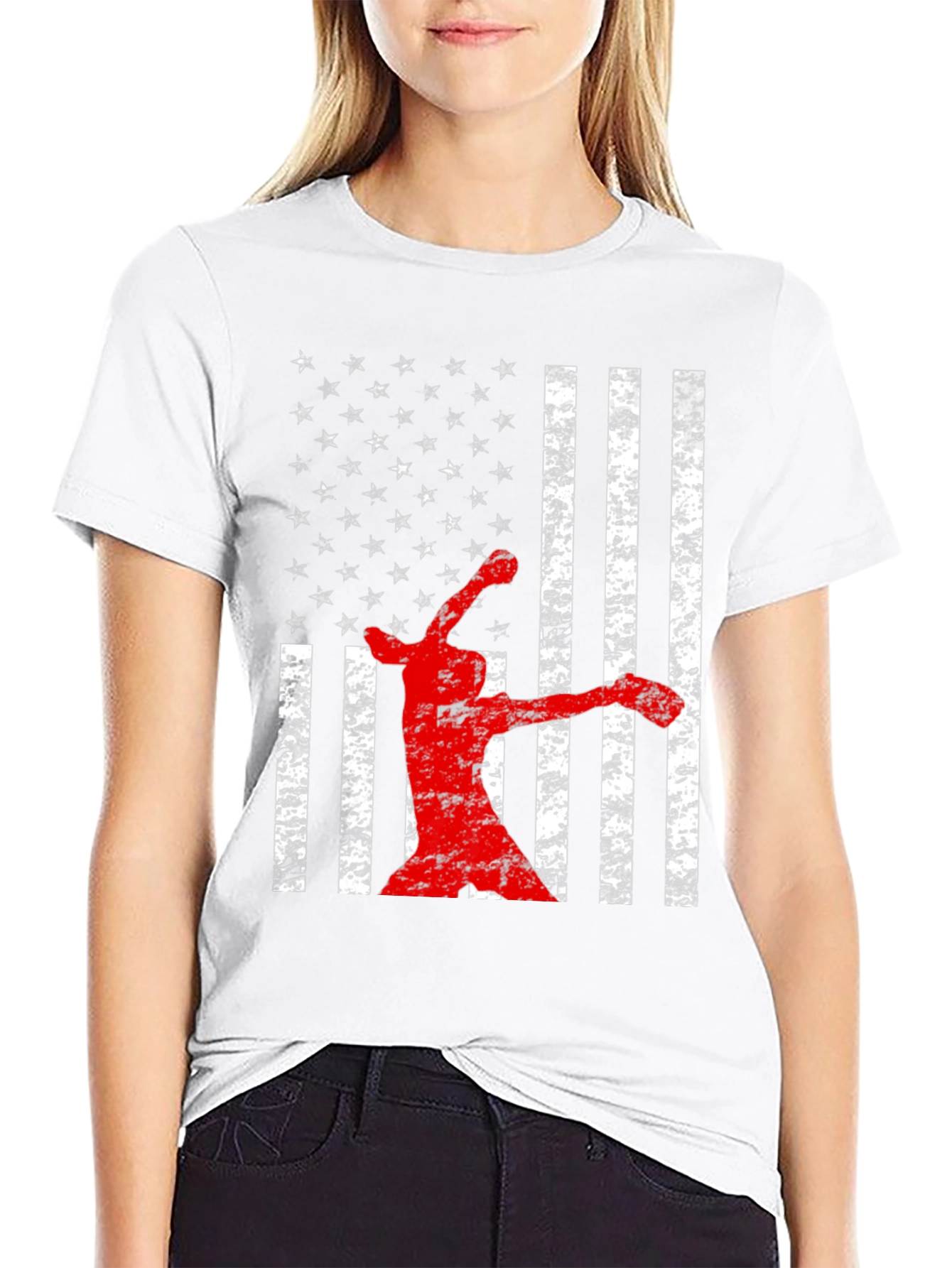 American Flag Baseball Player T-Shirt
