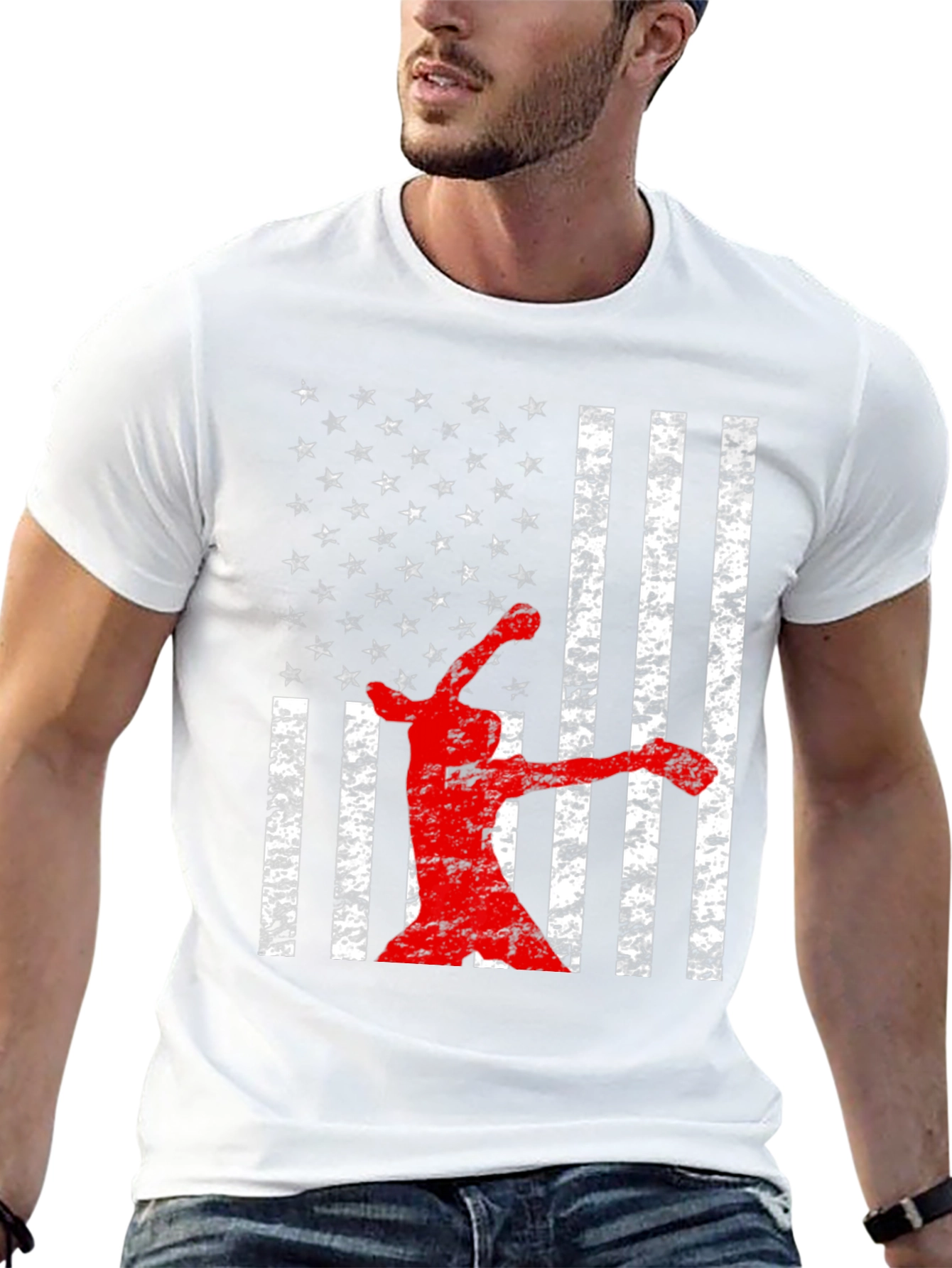 American Flag Baseball Player T-Shirt