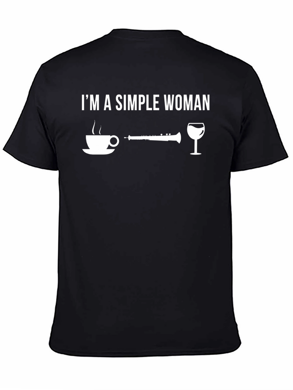Simple Woman Clarinet Coffee Wine Black T-Shirt