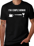 Simple Woman Clarinet Coffee Wine Black T-Shirt