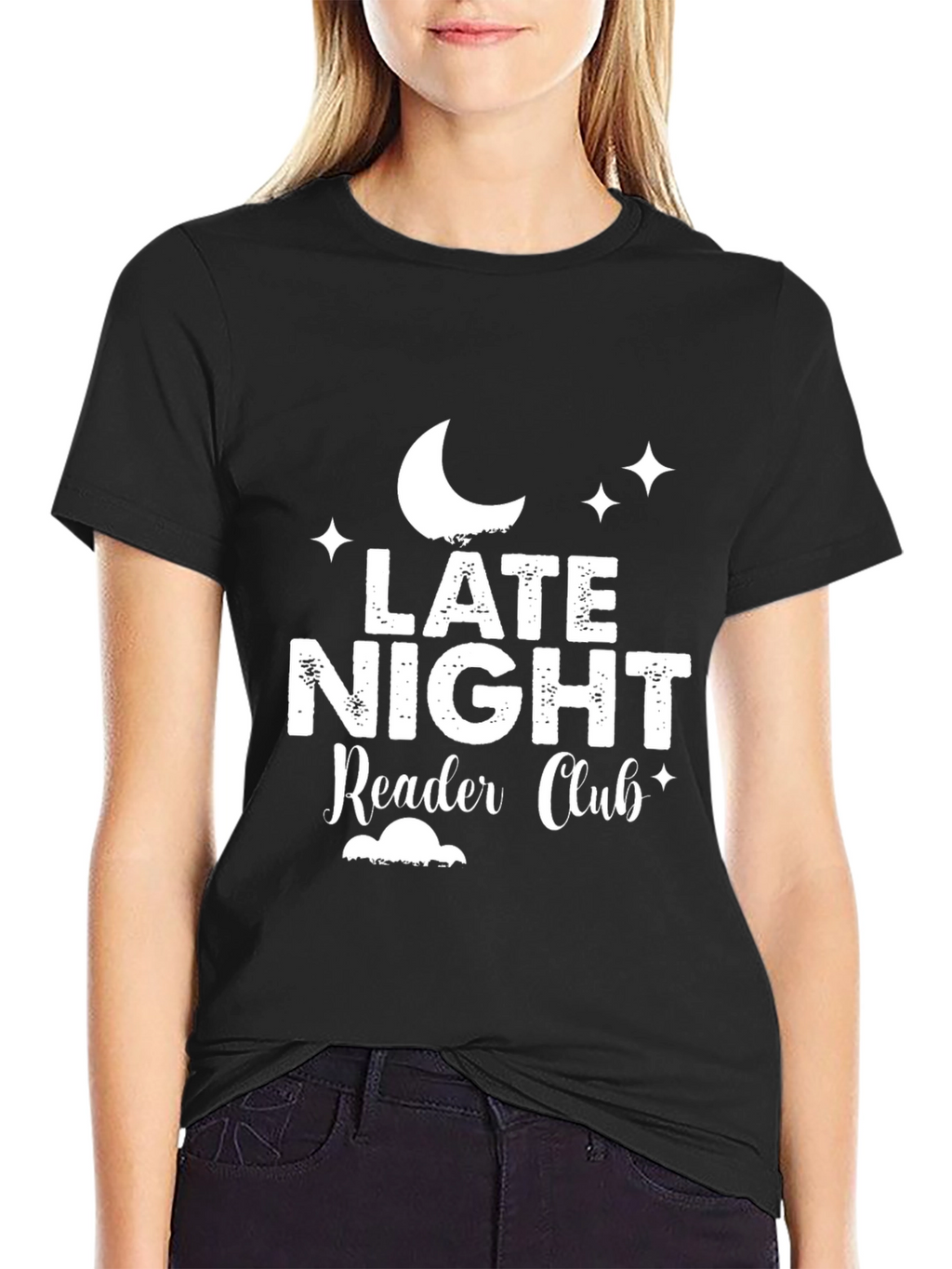 Late Night Reader Club Black Graphic T-Shirt