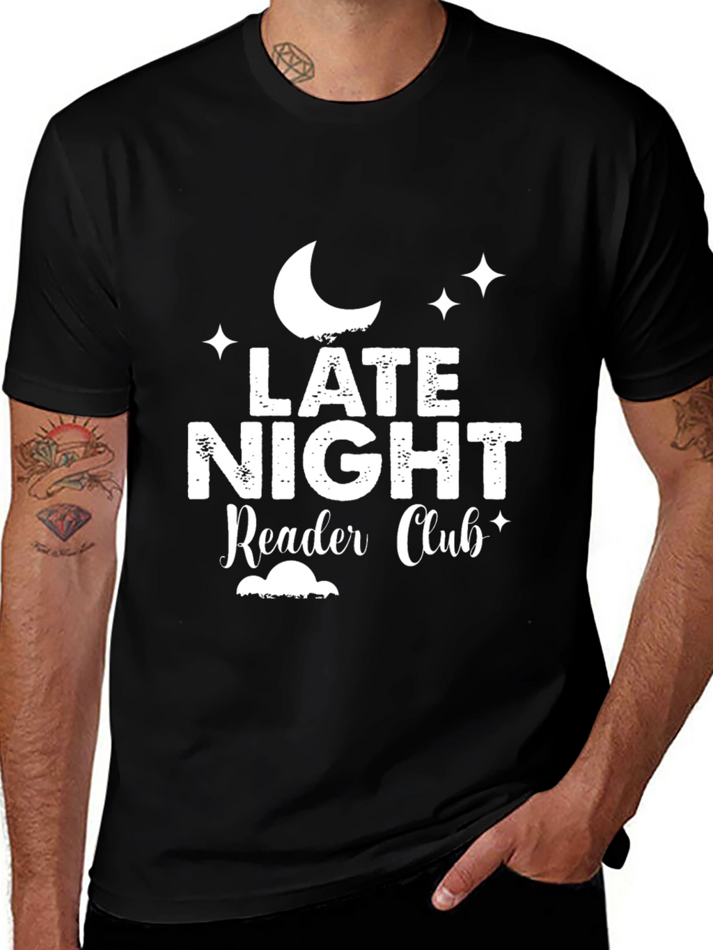 Late Night Reader Club Black Graphic T-Shirt