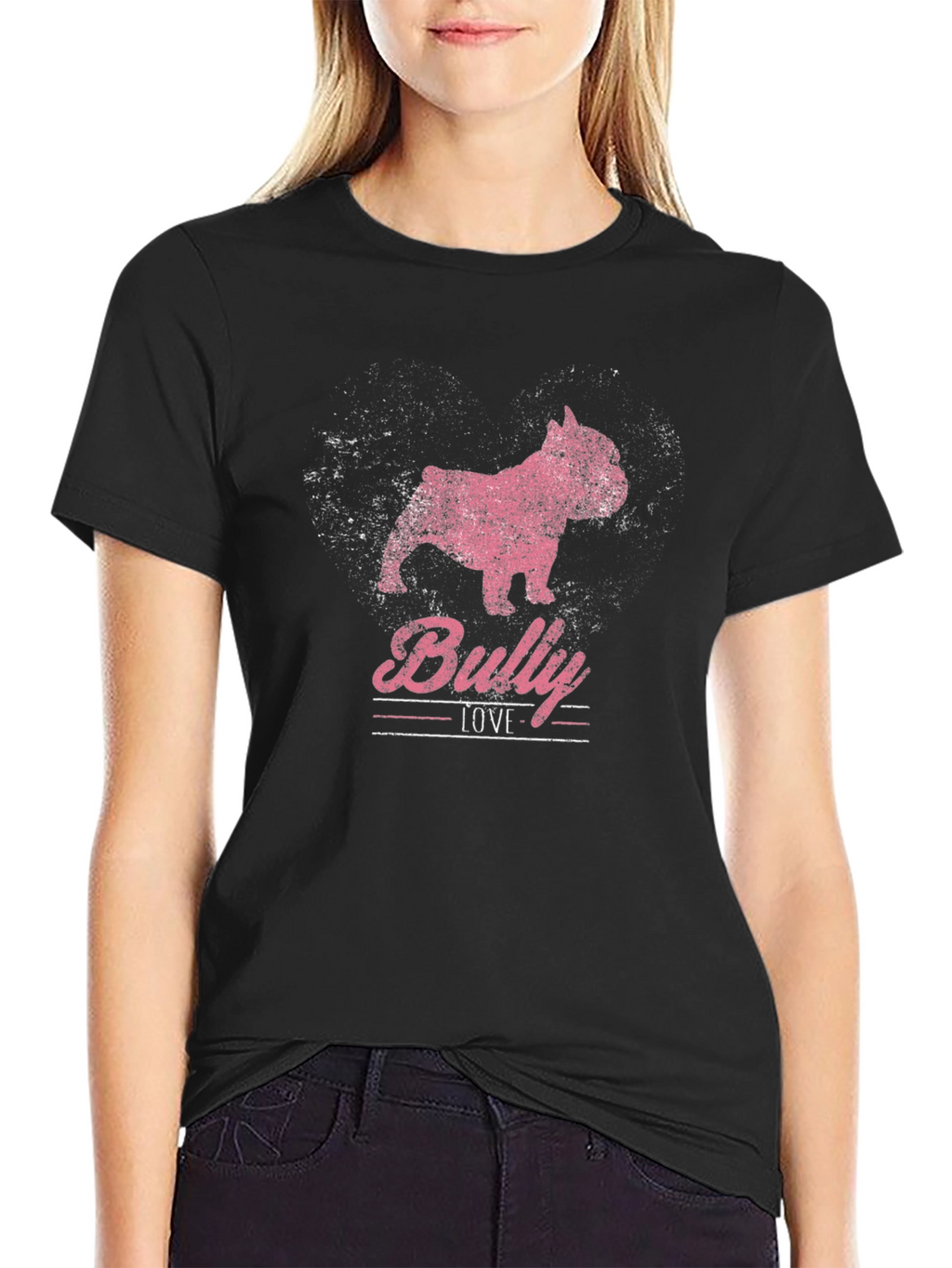 Bully Love Pink Dog Graphic T-Shirt