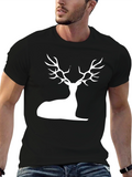 Stylish Black Deer Silhouette Graphic Tee