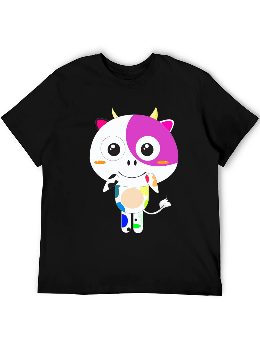 Funky Cow Graphic T-Shirt - Black Cotton