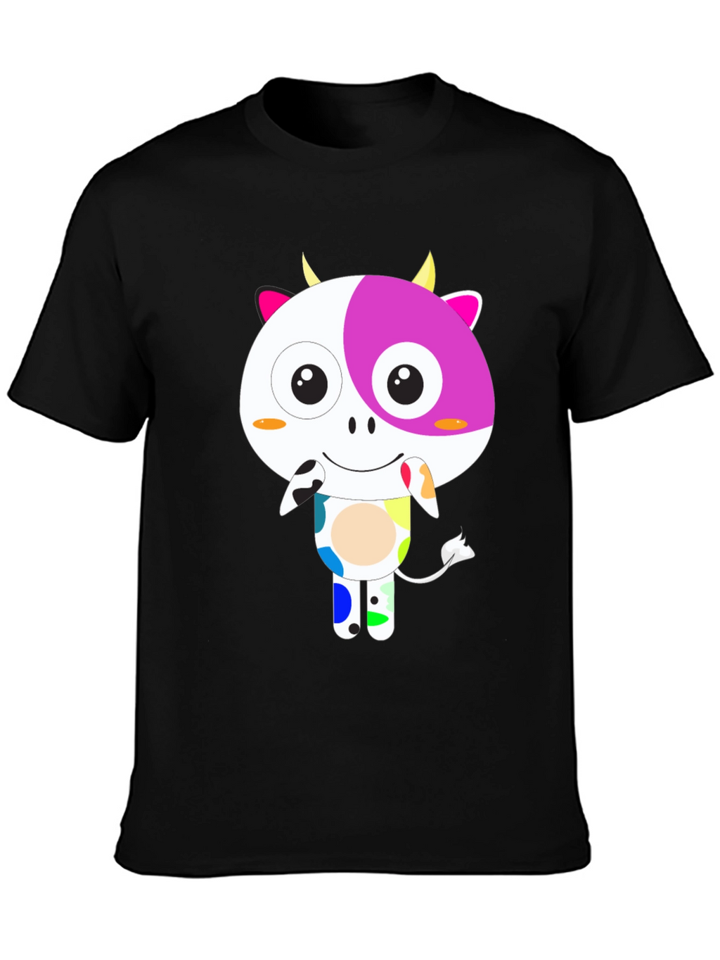 Funky Cow Graphic T-Shirt - Black Cotton