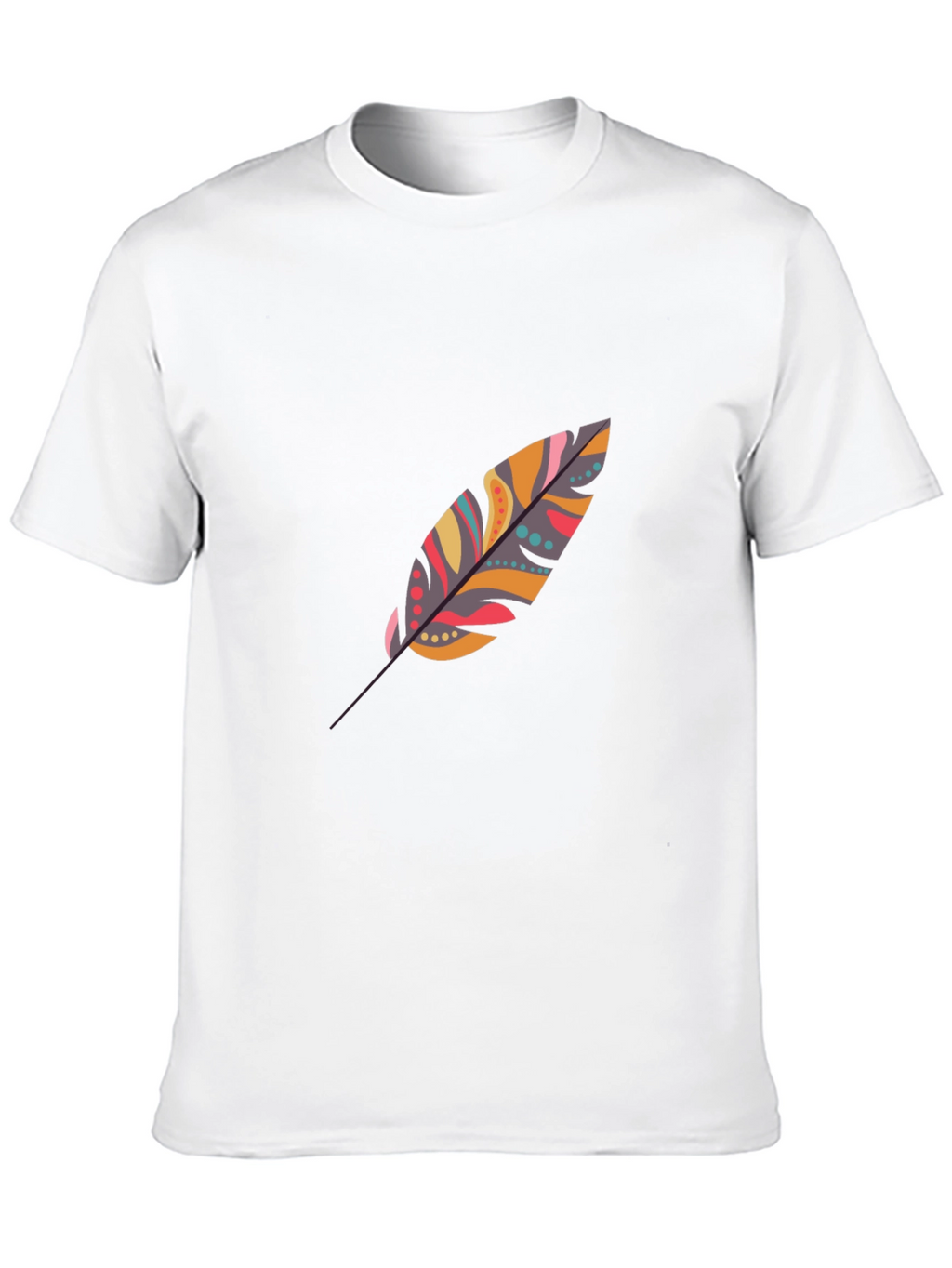 Feather Print Black Casual T-Shirt