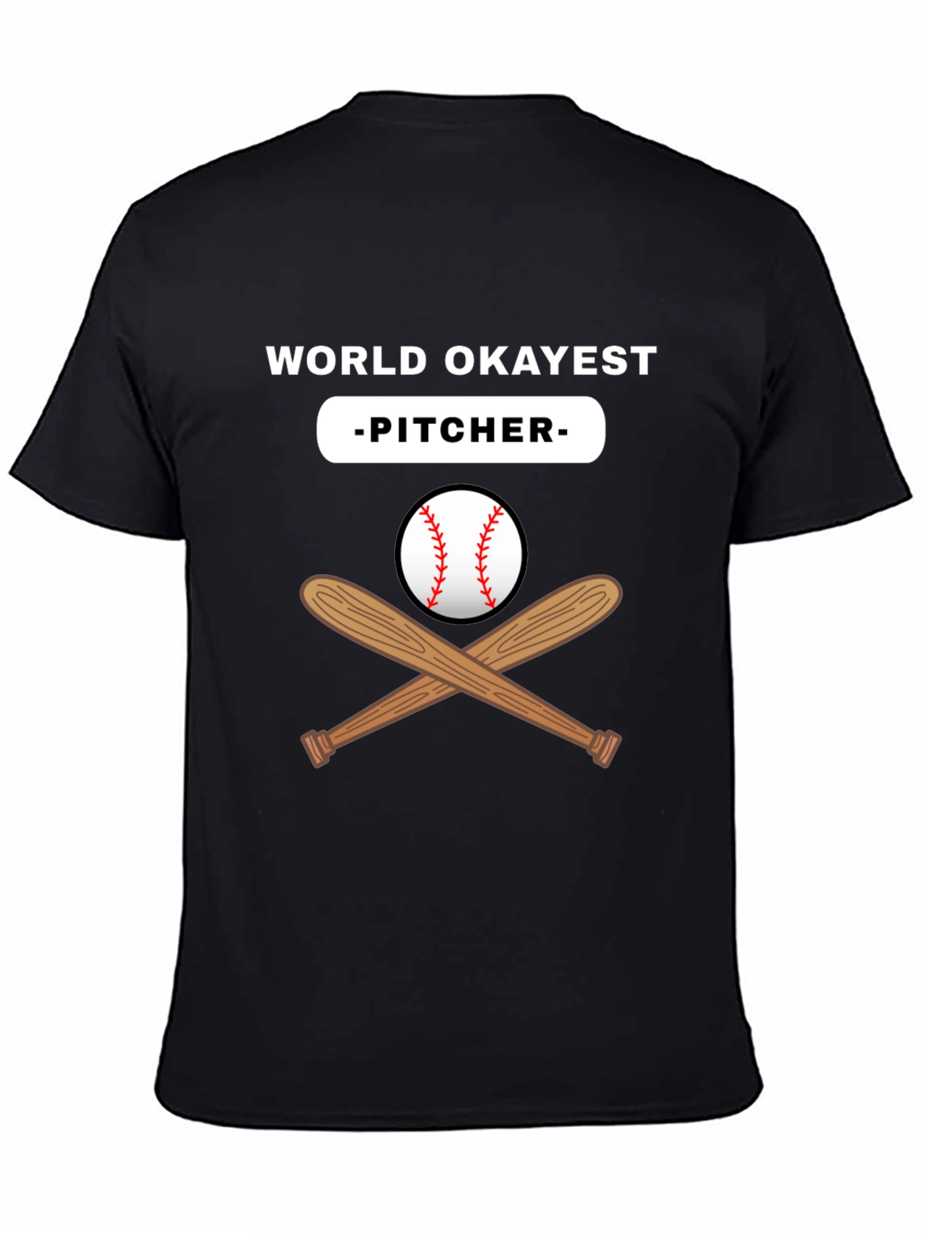 World Okayest Pitcher Black T-Shirt