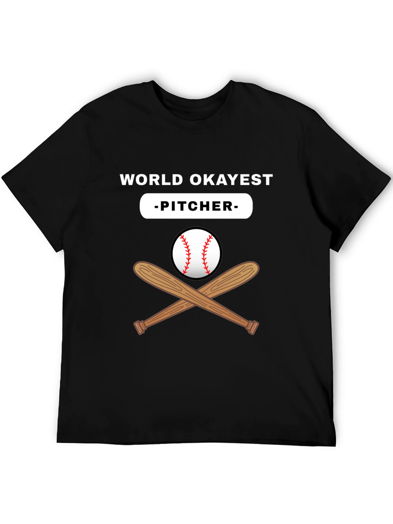 World Okayest Pitcher Black T-Shirt