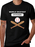 World Okayest Pitcher Black T-Shirt