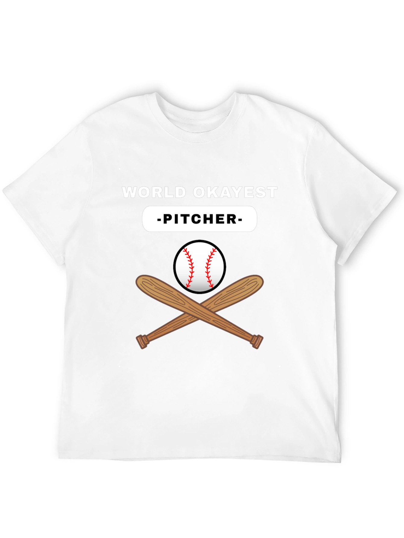 World Okayest Pitcher Black T-Shirt
