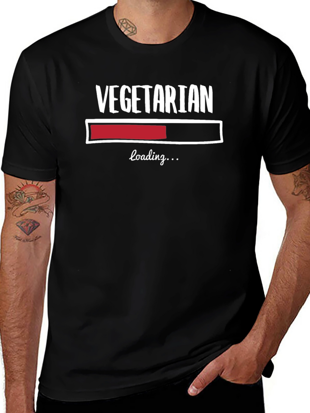 Vegetarian Loading Funny Graphic T-Shirt