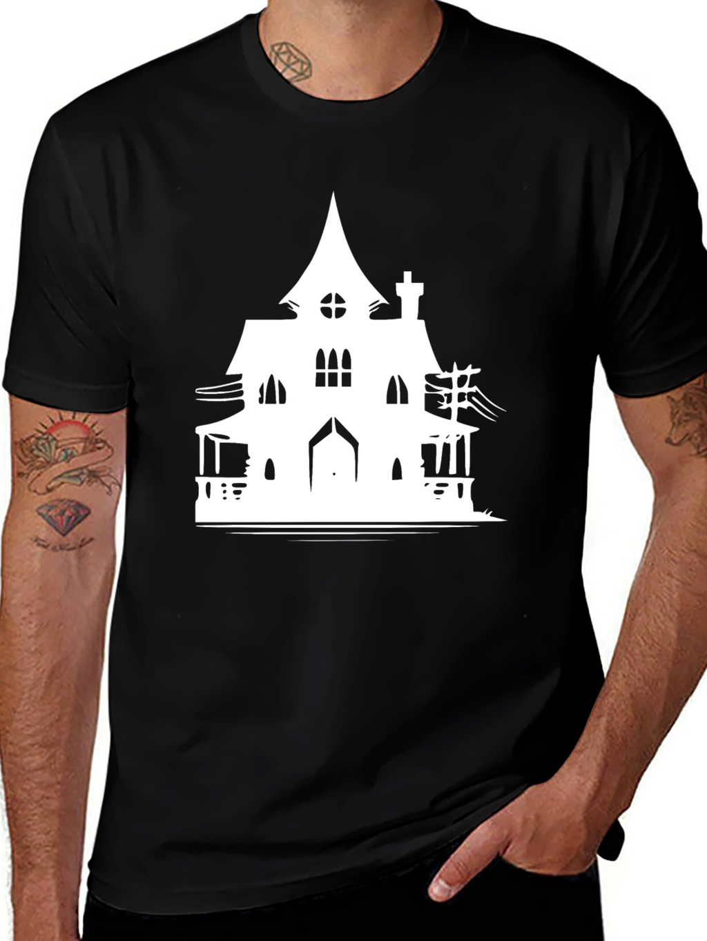 Haunted House Graphic T-Shirt