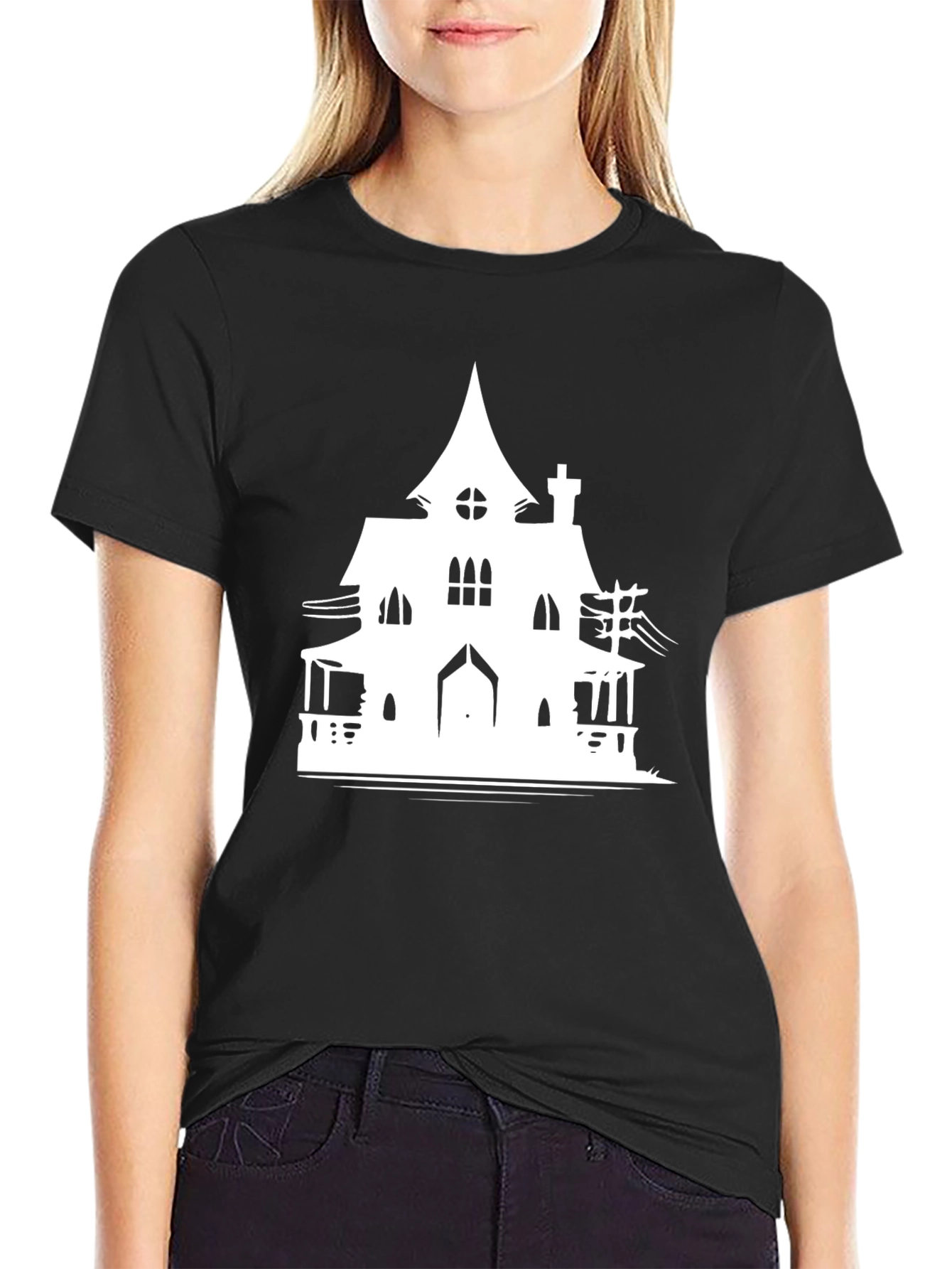 Haunted House Graphic T-Shirt