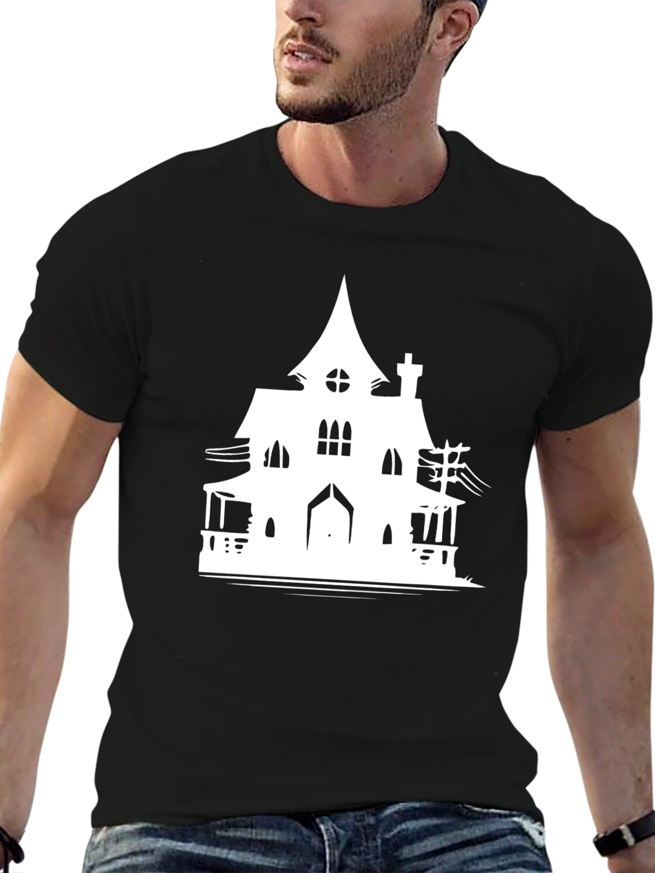Haunted House Graphic T-Shirt